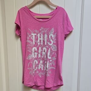 Old Navy Pink White Graphic Kids T-Shirt Medium (8) This Girl Can